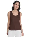 Calvin Klein Women's Scoop Neck Rib Knit Tank Top In Burgundy