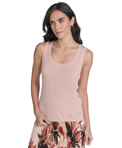 Calvin Klein Women's Scoop Neck Rib Knit Tank Top In Pink