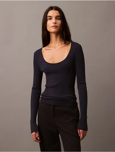 Calvin Klein Women's Scoop Neck Rib Sweater