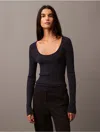 Calvin Klein Women's Scoop Neck Rib Sweater In Black