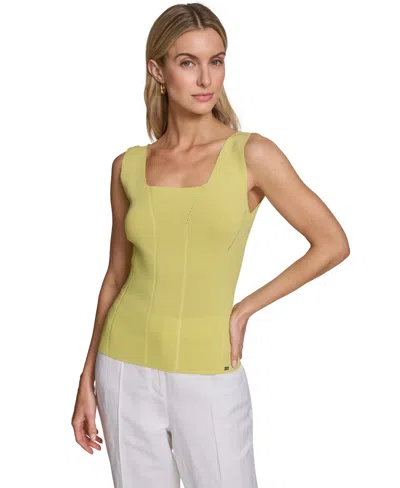 Calvin Klein Women's Scoop Neck Sweater Tank Top In Yellow