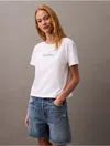Calvin Klein Women's Script Logo Slim T-shirt In Brilliant White
