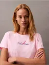 Calvin Klein Women's Script Logo Slim T-shirt In Pastel Pink