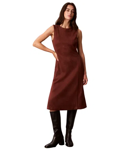 Calvin Klein Women's Scuba A-line Midi Dress In Brown