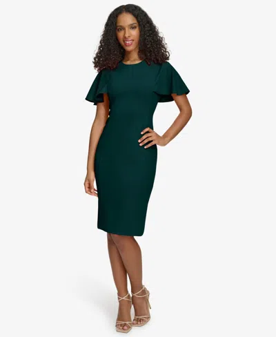 Calvin Klein Women's Scuba Crepe Sheath Dress In Green