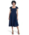 Calvin Klein Women's Scuba Crepe Square-neck Fit & Flair Dress In Blue
