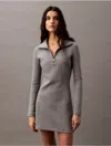 Calvin Klein Women's Scuba Zip Collar Mini Dress In Heather Grey