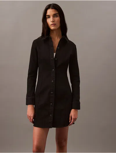 Calvin Klein Women's Sculpt Button-down Shirt Dress In Black