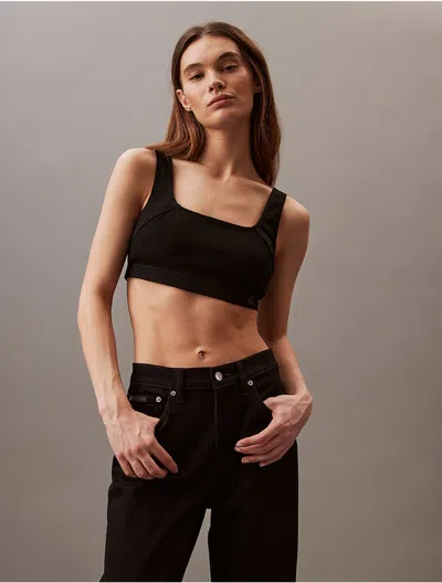 Calvin Klein Women's Sculpt Denim Bralette In Echo Black