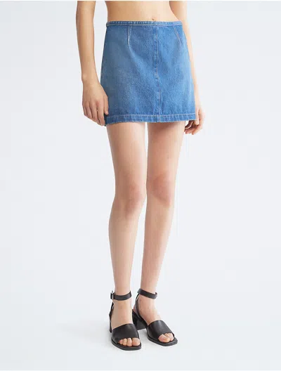 Calvin Klein Women's Sculpt Denim Skirt In Blue