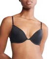 Calvin Klein Minimalist Micro Lace Push Up Plunge Bra In Black