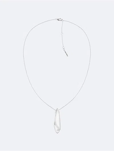 Calvin Klein Women's Sculptural Contour Vertical Pendant Necklace In Metallic