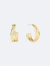 Calvin Klein Medium Wavy Triple-row C-hoop Earrings, 1.04" In Gold  / Gold Plated