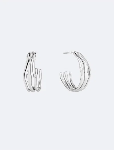 Calvin Klein Women's Sculptural Fluid Shape Hoop Earrings In Silver