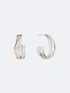 Calvin Klein Medium Wavy Triple-row C-hoop Earrings, 1.04" In Silver / Stainless Steel / Rose Gold