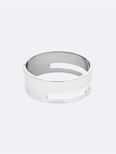 Calvin Klein Women's Sculptural Hinged Bangle In Silver