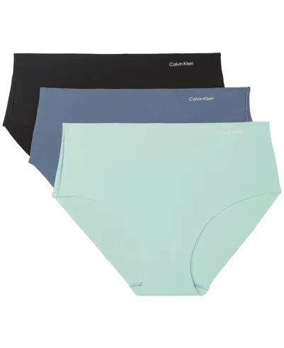 Calvin Klein Women's Seamless Microfiber Full Coverage Hipster Panty, 3-pack, Qd5417 In Multi