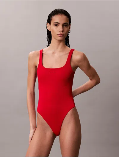 Calvin Klein Women's Seamless One Piece Swimsuit In Red