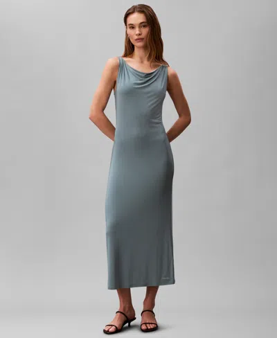 Calvin Klein Second Skin Reversible Midi Dress In Gray