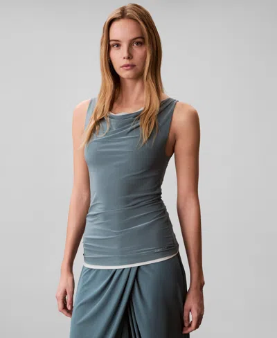 Calvin Klein Women's Second Skin Reversible Sleeveless Tank Top In Blue