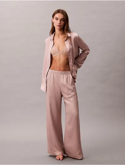 Calvin Klein Women's Sensual Satin Logo Pants In Pink