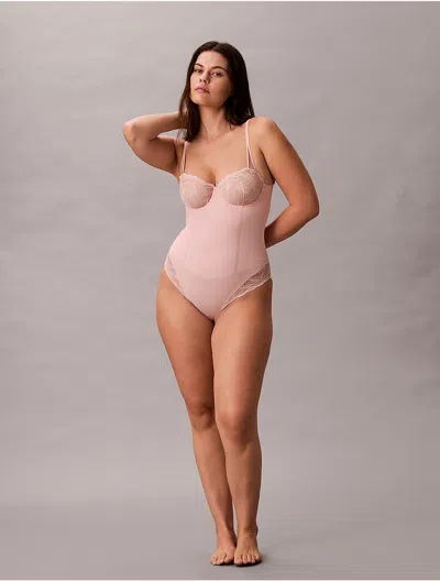 Calvin Klein Women's Sensual Stretch Lace Bodysuit In Pink