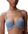 Calvin Klein Women's Sensual Stretch Lace Lift Demi Bra Qf8122 In Blue