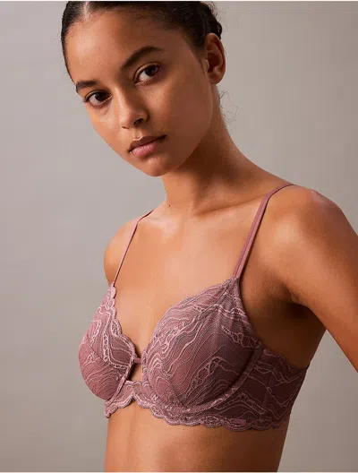 Calvin Klein Women's Sensual Stretch Lace Unlined Full Coverage Bra In Vintage Pink