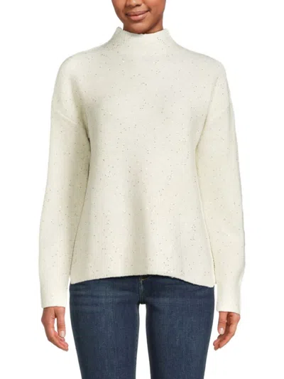 Calvin Klein Women's Sequin Drop Shoulder Sweater In Ecru