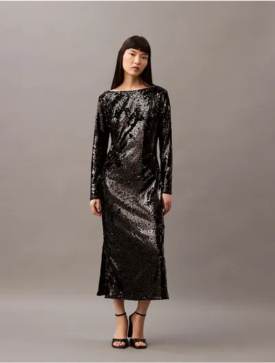 Calvin Klein Women's Sequin Midi Dress In Black
