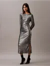 Calvin Klein Women's Sequin Midi Dress In Dark Grey