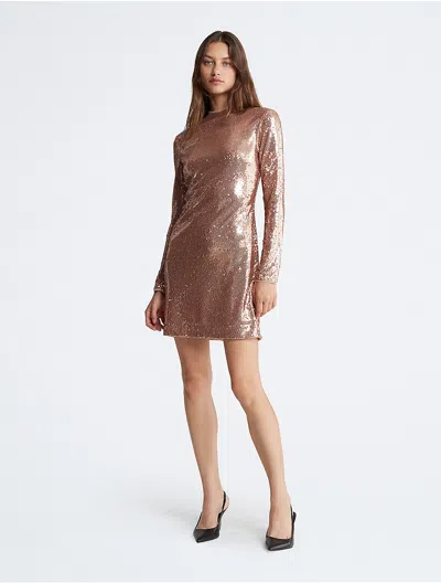 Calvin Klein Women's Sequin Mini Dress In Gold