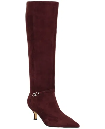 Calvin Klein Women's Serray Tall Suede Pointed Toe Boots In Burgundy