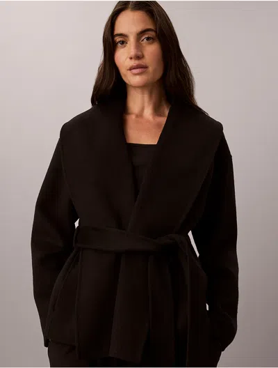 Calvin Klein Women's Shawl Hip Coat In Brown