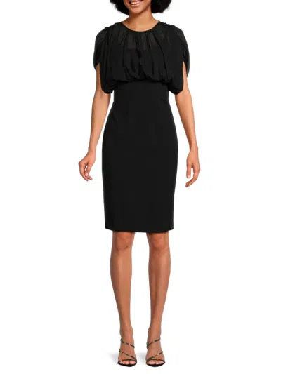Calvin Klein Women's Sheer Blouson Sheath Dress In Black