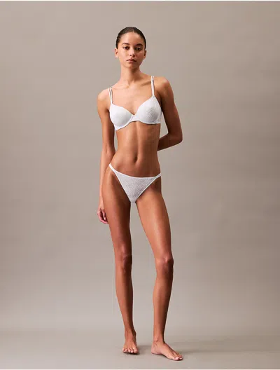 Calvin Klein Women's Sheer Marquisette Lace Lightly Lined Demi Bra In White