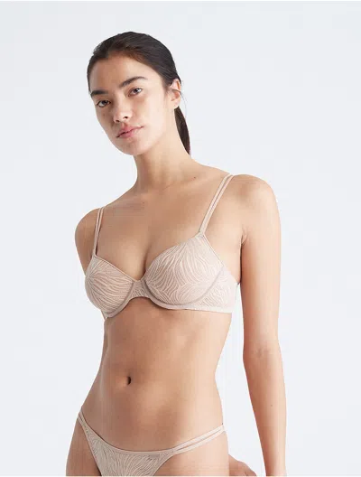 Calvin Klein Women's Sheer Marquisette Lace Lightly Lined Demi Bra In Neutral