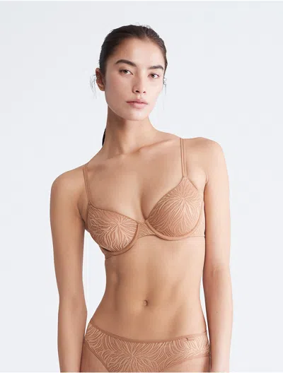 Calvin Klein Women's Sheer Marquisette Lace Lightly Lined Demi Bra In Brown