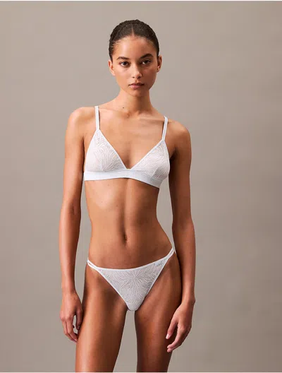 Calvin Klein Women's Sheer Marquisette Lace Unlined Triangle Bralette In Plein Air