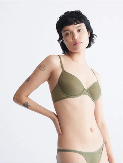 Calvin Klein Women's Sheer Marquisette Lightly Lined Demi Bra In Green