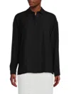 Calvin Klein Women's Sheer Sleeve Shirt In Black