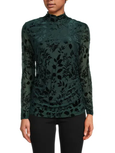 Calvin Klein Women's Sheer Sleeve Top In Malachite