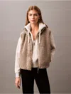 Calvin Klein Women's Sherpa Cocoon Vest In Brindle
