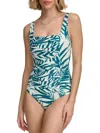 Calvin Klein Pleated One-piece Swimsuit In Cypress Multi