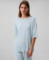Calvin Klein Women's Shine Texture Relaxed Crewneck T-shirt In Blue