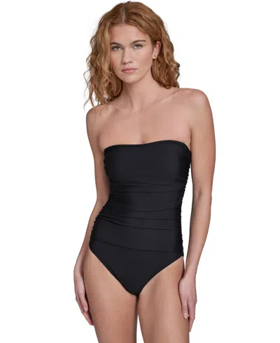 Calvin Klein Women's Shirred Bandeau Neck One-piece Swimsuit In Animal Print