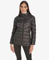 Calvin Klein Women's Short Faux Fur Collar Puffer Jacket In Brown