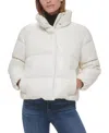 Calvin Klein Women's Short Faux-leather Puffer Jacket In Neutral