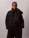 Calvin Klein Women's Short Puffer Jacket With Scarf In Black