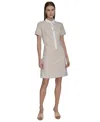 Calvin Klein Women's Short-sleeve A-line Scuba Shirtdress In Gray